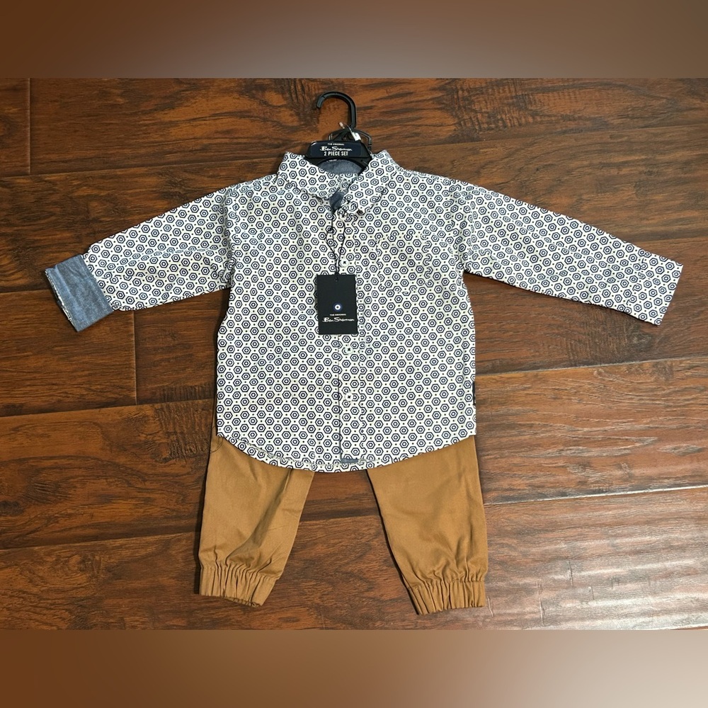 NWT Boys BEN SHERMAN Button Down Shirt & Pants Set